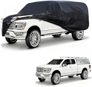 Truck Cover with Camper Shell Topper, Universal Fit Ford F-Series,Chevy Silverado,Dodge Ram, GMC Sierra and Toyota Tundra etc, Truck Cover Waterproof All Weather with Door Zipper(Length:228 to 242 in)