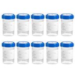 Eowpower 10 Pack 2 oz / 60 ml Disposable Specimen Cups Individually Bagged with Leak Proof Screw Lid for Seal Sample Collection (Blue)