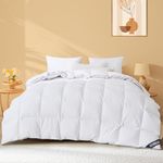 BedFabtasy Luxury Gusseted Feathers Down Duvet King Size 10.5 Tog, 100% Organic Cotton Cover, 600TC, Breathable & Soft & Down Proof, Hotel Quality King Size Quilt, All Season & Machine Washable