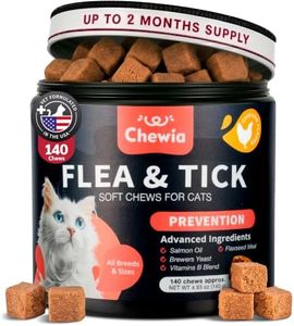 Flea Treatment for Cats - Daily Oral Cat Flea and Tick Treatment Chews - Chewable Kitten Flea Treatment - Soft Treats for All Breeds & Ages - Natural Chicken-Flavor Flea and Tick Supplement for Cats