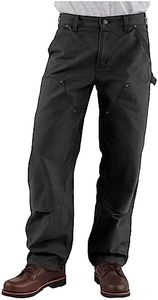 Carhartt Men's Loose Fit Washed Duck Double-Front Utility Work Pant, Black, 38W x 32L