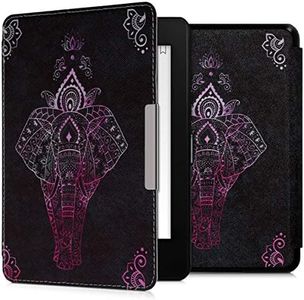 kwmobile Case Compatible with Amazon Kindle Paperwhite (10. Gen - 2018) Case - eReader Cover - Elephant Sketch Dark Pink/Anthracite