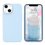 DUEDUE for iPhone 13 Silicone Case Shockproof, Liquid Silicone Soft Gel Rubber Full Body Protective Cover Shockproof Anti-fingerprint Silicone Case for iPhone 13 6.1 inch, Light Blue