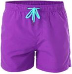 WSLCN Men's Swim Trunks Board Shorts Beach Pants Quick Dry Surfing Short with Pockets Purple M