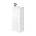 JT Pickfords | Minimalist White Gloss 400mm Floor Standing Cabinet & Basin - 1 Tap Hole