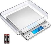 Criacr Digital Pocket Scales, 500g High-Precision Kitchen Scales, Stainless Steel Jewelry Scales with Two Trays, Back-Lit LCD Display, 0.01g Precision, Tare and PCS Features, Batteries Included