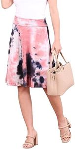 Popana Womens Casual Knee Length A-Line Stretch Midi Skirt Plus Size Made in USA Size 2X DT37 Tie-Dye