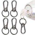 4 Pieces Metal Keychain Carabiner, Keyring Keychain Clips, Snap Hook, Carabiner Keychain Clips for Outdoor, Keyring Key Ring Chain Clips Hook Holder (Black)