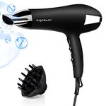 Aigostar 2400W Powerful Ionic Hair Dryer, Professional Negative Ions Hairdryer with Diffuser and Nozzle, 3 Heating, 2 Speeds and Cool Shot Button - Monique 32LNL