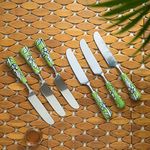 ExclusiveLane "The Mughal Zahri Hand-Painted Table Knives In Stainless Steel & Ceramic (Set of 6) - Bread Knife Set Butter Cheese Spreader Knives for Dinning Table Kitchen Multipurpose Tableware Item