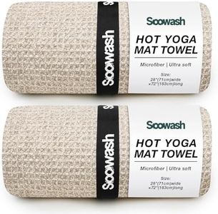 SOOWASH Hot Yoga Towel,Microfiber Yoga Mat Towels Non Slip for Hot Yoga Absorbent Microfiber Sweat Anti-Slip Cover,Bikram,Pilates,Exercise,Fitness 28 inch X 72 inch Beige 2 Pack