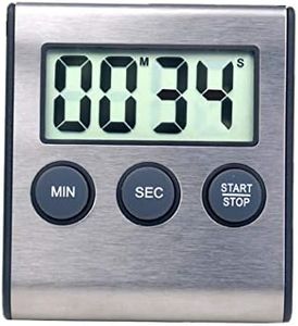 Mini minuterie numérique, format 24 heures, compte à rebours et chronomètre, pour la cuisine, le sport, les études, les réunions, le stationnement, le traitement médical Stainless Steel Black