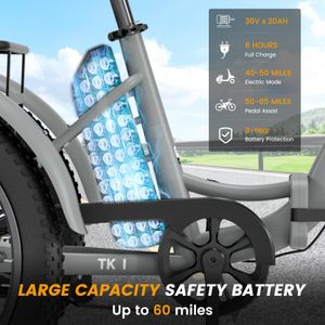 SUNYRISY 20-Inch Folding Electric Tricycle – Adult 3-Wheel Bike