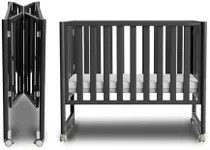MAMAZING EvoNook 6-in-1 Convertible Mini Crib, 100% New Zealand Solid Wood, 4 Adjustable Mattress Heights, Black with Matttress (Crib with Mattress, Black)