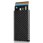 T-carbon Real Carbon Fiber Pop Up Cards for Men,Minimalist Credit Card Holder,RFID Signal Blocking Card Wallet Slim Card Holder Wallet,Black, Black, Minimalist