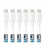 SABRENT Micro USB Cable [6-Pack - 3ft] Quick Charge 2.8A, Sync and Charge, USB to Micro USB Cable Compatible PS4 Controller, Sony, Kindle Fire, HTC, Samsung, LG, etc [White] (CB-M63W)