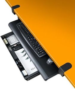 EHO Keyboard Tray with Drawer - Clamp On Under Desk Pull Out Extender Table Attachment Platform with Storage Organizer, Large Size 27.5" x 12.25", Height Adjustable for Home Office