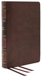 NKJV, Reference Bible, Classic Verse-by-Verse, Center-Column, Genuine Leather, Brown, Red Letter, Thumb Indexed, Comfort Print