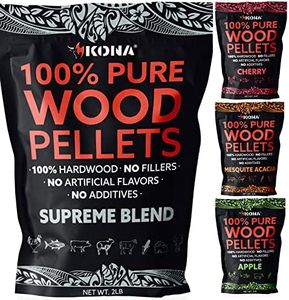 Kona Smoker Grilling Pellet (Set of 4) 2 Pound Variety Pack (8 pounds Total), Apple + Cherry + Supreme Blend + Mesquite Acacia Blend