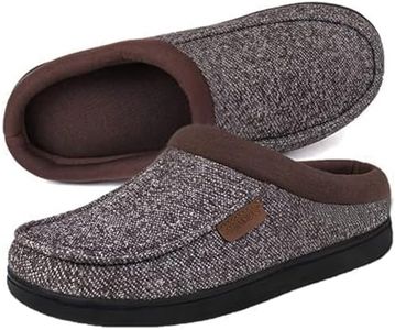 ULTRAIDEAS Men's Nealon Moccasin Clog Slipper, Slip on Indoor/Outdoor House Shoes, Coffee/Gray, 11-12