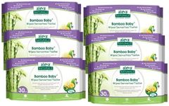 Aleva Naturals Bamboo Baby Travel Wipes Value Pack - 30 Count X 6= 180 Wipes, Unbleached