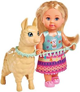 Simba Evi Love Doll in Cute Outfit with Alpaca and Lead, 12 cm, for Children from 3 Years, 105733497