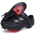 Cycling Shoes for Men Women Compatible with Peloton Bike Shimano SPD & Look ARC Delta for Indoor Spin Cycle Road Bike Shoes with Delta Cleats Pre-Installed, Black 7.5