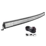 AUXTINGS 50 inch 127cm 648W Curved LED Light Bar 7D Lens Spot Flood Combo Beam Triple Row LED Work Diving Lights +Wiring Harness Kit for Off Road ATV AWD SUV 4WD 4x4 Pickup,12V 24V Waterproof 6000K