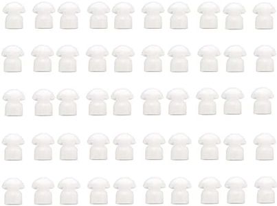 50 Pack Replacement Mushroom EarTips Earbud with Soft White Silicone Rubber for Acoustic Tube Earpiece & Coil Tube Headset Suit for Motorola Kenwood Baofeng Icom Yaesu HYT Midland Cobra Radio by Caroo