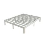 KZZLOL White King Size Bed Frame 12 Inch, Metal Bed Frame King Size No Box Spring Needed, DIY Headboard, Heavy Duty Steel Support 3500 LBS, Noiseless, Round Corner Leg, Storage Space, Easy Assemblys