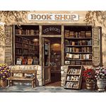 ABEUTY DIY Paint by Numbers for Adults Beginner, Book Shop 16x20 inches Number Painting ArtCraft for Home Wall Decor (No Frame)