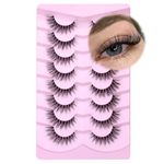 False Eyelashes Natural Look Clear Band Lashes Wispy Lashes Cat Eye Lashes 3D Fluffy Lashes Natural Fake Eye Lashes Pack by GVEFETIEE 8 Pairs