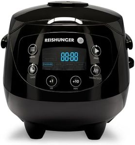 Reishunger Mini Auto Cuiseur Riz (rice cooker) Japonais et Cuiseur Vapeur Noir avec la Fonction de Maintien au Chaud et Bol en Céramique, dont Cuillère et Tasse à Mesurer – 0.6 l pour 1-3 personnes