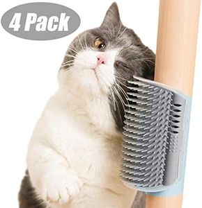 4 Pack Cat Corner Face Scratcher Cat Self Groomer Wall Mount Self Grooming Brush Massage Comb for Long & Short Fur Kitten Cats