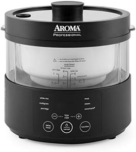 Aroma Housewares Professional 8-Cup (Cooked) SmartCarb Multicooker and Flavor-Lock Food Steamer for Low-Carb Rice and Grains, Glass Inner Pot, Black (AMC-800), Transparent Glass, 4 Cup Uncooked Rice