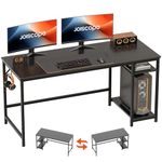 JOISCOPE Home Office Desk with Double Reversible Side Shelves and Headphone Hooks, Computer Desk for Working, Gaming, Studying, 60 inches, Black