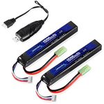 URGENEX Airsoft Battery 11.1V 1500mAh 35C High Discharge Rate Lipo Battery Pack with Mini Tamiya Plug Rechargeable 3S Lipo Battery for Airsoft Model Guns