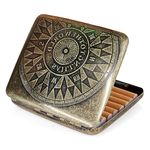 Kytpyi Cigarette Case for Roll Ups, Tobacco Tins for Men, Cigarette Tin for Roll Ups, Portable Metal Engraved Compass Pattern Cigarette Box, Tobacco Tin for Women Can Holds 20pcs Cigarettes (Gold)