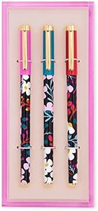 Kate Spade New York Fine Tip Pen Set of 3, Black Ink Pens with Acrylic Desk Organizer Tray, Fall Floral