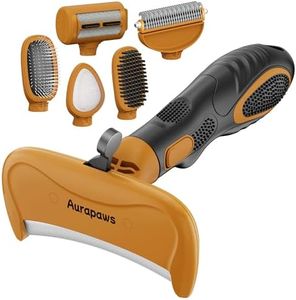 Aurapaws 6 in 1 Dog Grooming Brushes Kit - Professional Deshedding Dog Brush Tools with Slicker, Bristle Brush, Roller Hair Remover, Undercoat Rake for Dogs, Cats & All Fur Types Pet Daily Groom