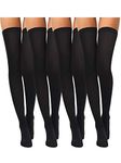 4 Pairs Women's Silk Thigh High Stockings Nylon Socks for Women Halloween Cosplay Costume Party Tights Accessory (Black,F Size)