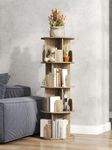yeshine 4-tier Rotating Bookshelf, Round 360° Revolving bookcase, Rotating bookshelves tower, Corner Shelf, Book Storage Rack for Bedroom, Living Room, Study Room (Oak Color)