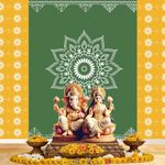 Party Propz Traditional Backdrop Decoration Cloth- 1Pc Green and Yellow Backdrop For Pooja Decoration, Diwali Decoration Items For Home Decor, Navratri Decoration, Haldi, Mehndi, Wedding(Cloth Banner)