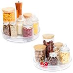 Abdeck 2 Pcs Lazy Susan Organizer (27cm+27cm) Lazy Susan Turntable Cupboard Organiser, Clear Rotating Spice Rack for Kitchen Storage and Organisation, Condiments Organiser for Fridge, Cabinet, Pantry