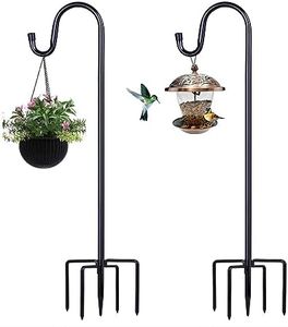 ToyHotels Shepherd Hooks for Outdoor, 2 Pack 62 Inch Bird Feeder Pole with 5 Prongs Base for Hanging Lantern, Hummingbird Feeder, Lightweight Plant, Shepherds Hook for Bird Feeders for Outside