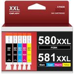 CATJOY 580 581XXL Ink Cartridge Replacement for Canon 580 & 581 ink cartridges for TS705 Ink Cartridges for Pixma TS6350 TS6250 TS8250 TS6351 TS6251 TS705 TS8550 TS6250 TS8500 TS8252 TS9150 (5-Pack)