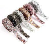 6 Rolls of Resin Diamond Tape Crystal Rhinestone Tape Sparkling 1.5 cm Wide Glitter Tape Adhesive Self-Adhesive Tape Glitter DIY Decoration Bling Rhinestone Tape Roll for Decorative Clothing