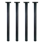 QLLY 30 inch Adjustable Metal Desk Legs, Office Table Furniture Leg Set, Square Mounting Plate, Set of 4 (Matt Black)