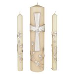 CB Church Supply Hand Crafted Wedding Candle Set by Will & Baumer, Set of 3, Large Cross