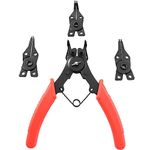 Snap Ring Pliers TAODAN 1Set 4 In 1 C Clips Removal Retaining Set for Automotive and Engine Repair, Interchangeable Jaw Head 45 90 and 180 Degree Angled Jaws, AC Compressor Clutch Holding Tool